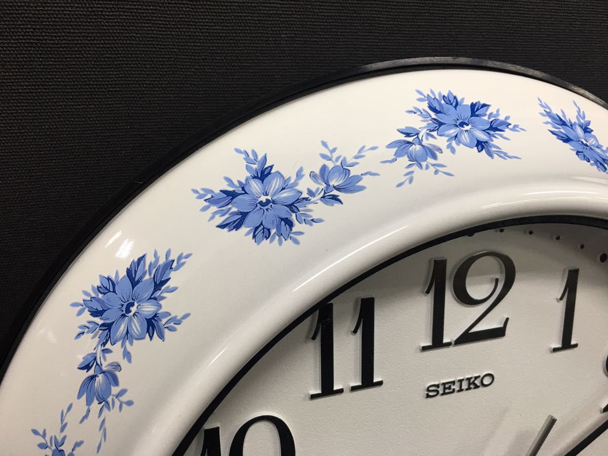 SU□① SEIKO セイコー 壁掛け時計 QA710W 花柄 ブルーフラワー