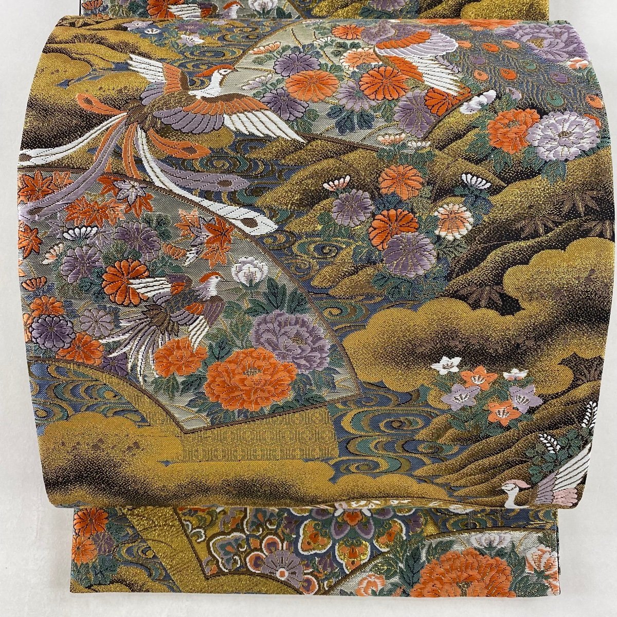 袋帯 華やぎフォーマル≪お仕立て上がり・新古品≫正絹袋帯「扇面に花々 美