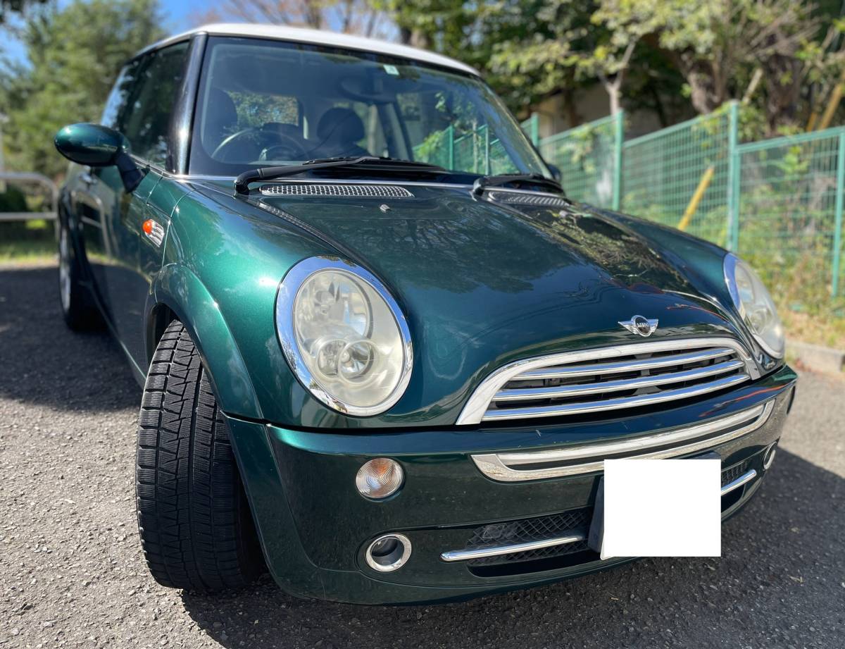 【1円売切　車検付き】BMW ミニクーパー　MF16 禁煙車　 おしゃれ　かわいい　初心者にも運転しやすい！ 白×グリーン　ツートン　走行5万