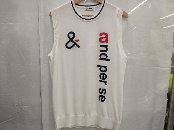 新品タグ付き and per se アンパスィ クルーネックニットベスト Lサイズ メンズ ゴルフウェア 2023年モデル AMS2003A1