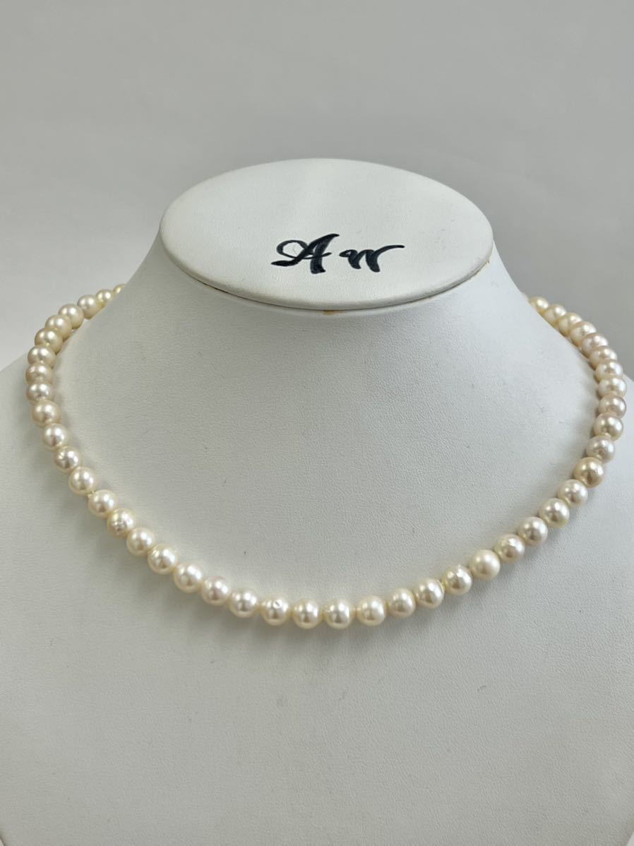 送料無料 少々難あり ビンテージ レトロ アコヤ真珠 あこや パール ネックレス 本真珠 Pearl necklace 6.2mm 7.2mm 43cm