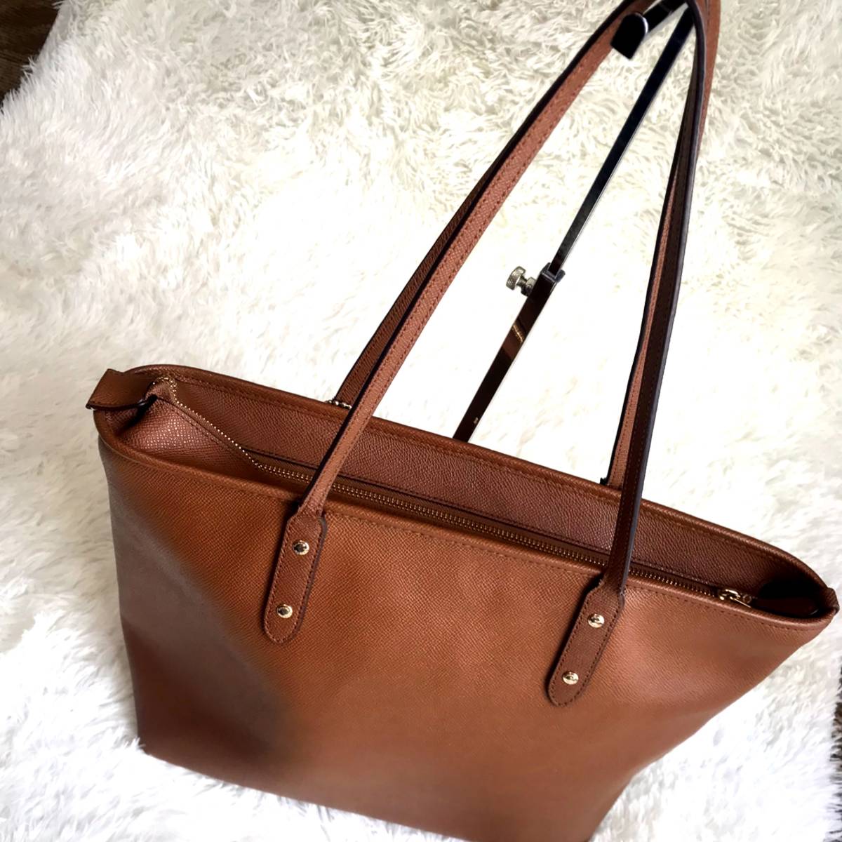 COACH コーチ オールレザー トートバッグ 茶色 美品 A4サイズ収納可能 