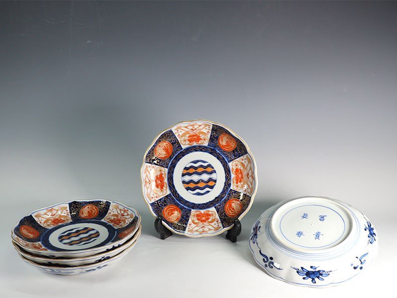 七寸皿 伊万里 古伊万里 四方 8cm 8寸 【杜】 伊万里 色絵 割絵龍