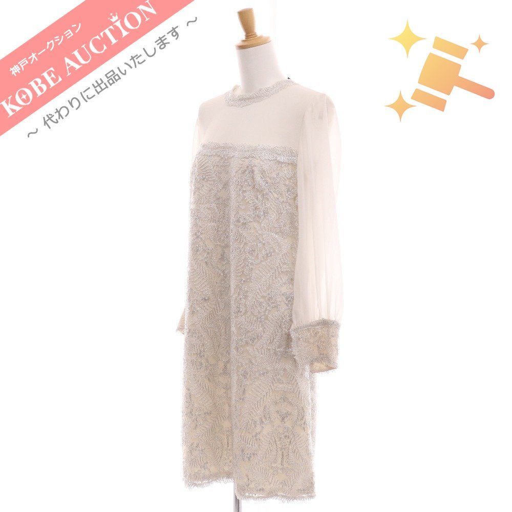 ■ タダシショージ ワンピース ドレス 長袖 ボタニカルレース レディース 8 ホワイト タグ付き