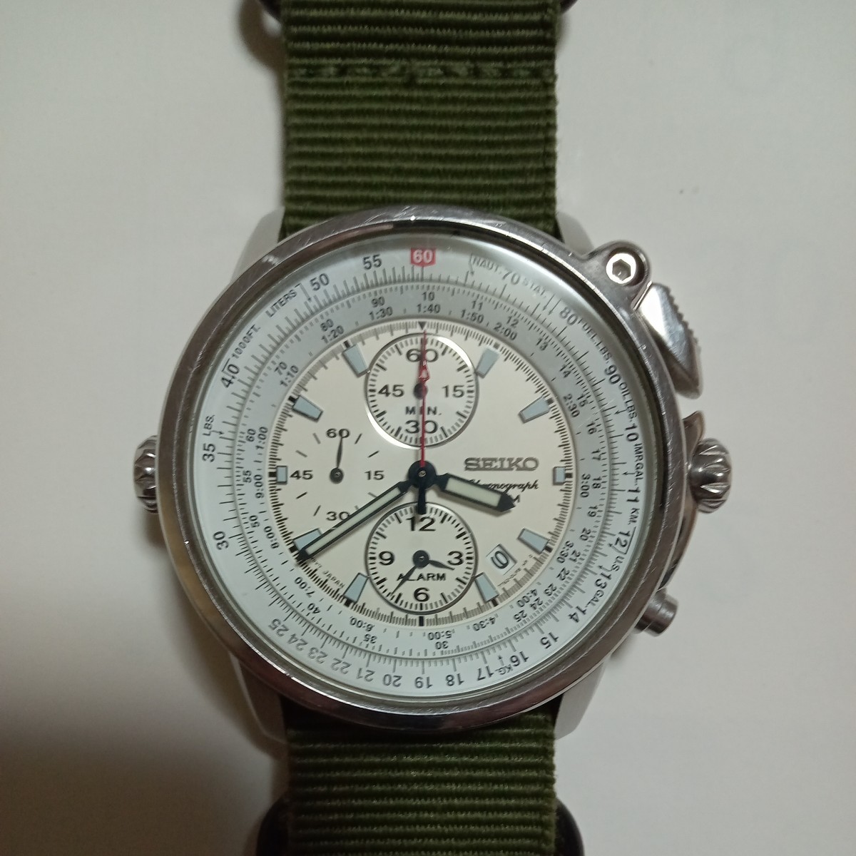 SEIKO パイロット クロノグラフ 7T62-0HM0 クォーツ時計 セイコー 白 
