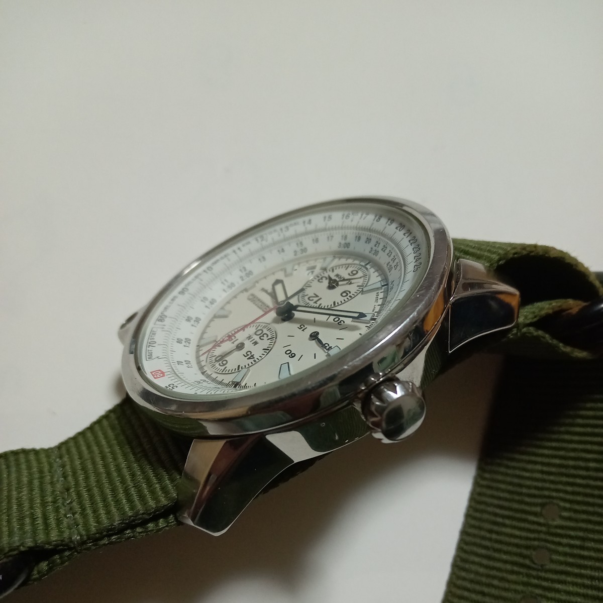 SEIKO パイロット クロノグラフ 7T62-0HM0 クォーツ時計 セイコー 白 