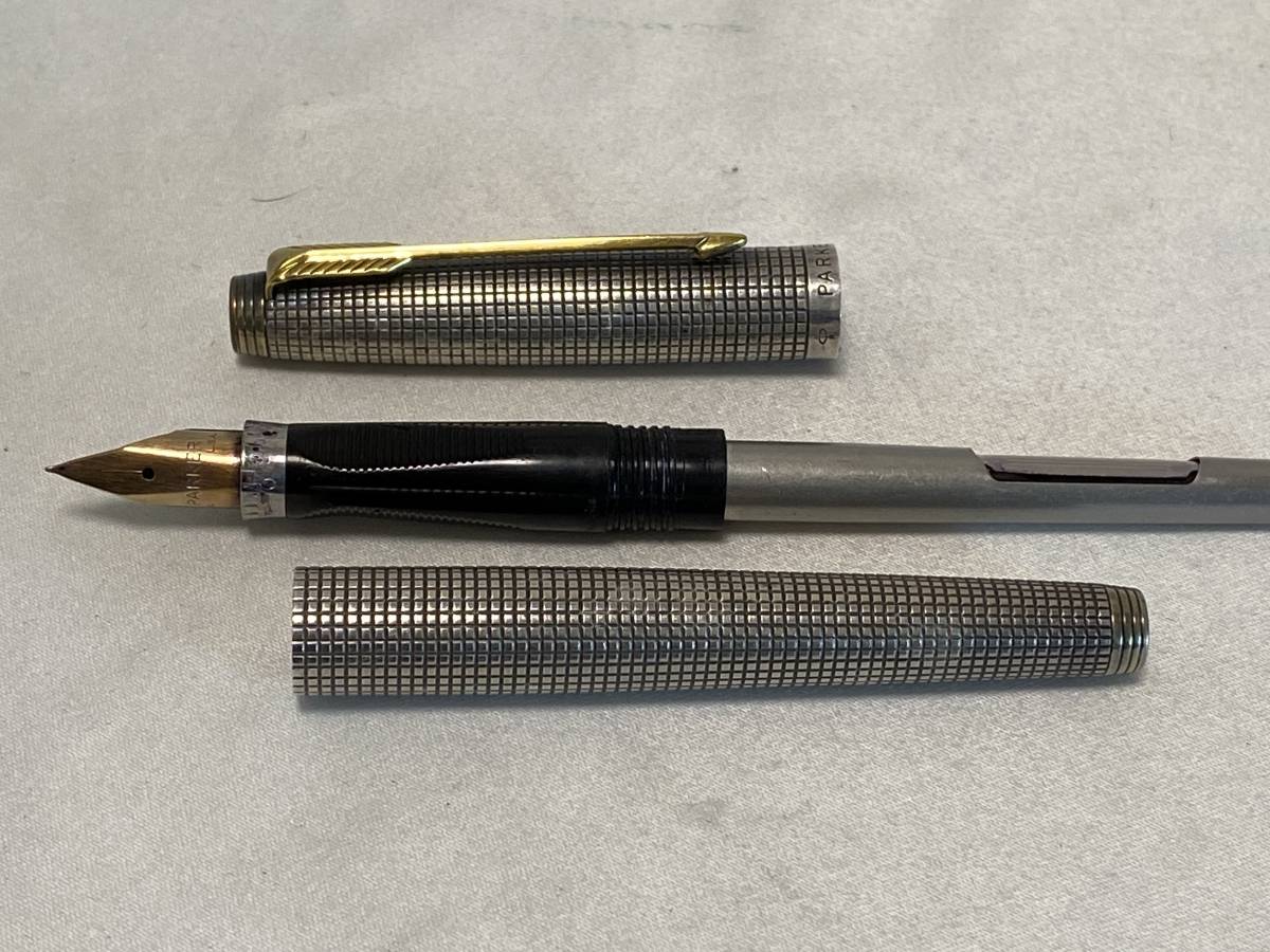 PARKER パーカー オールド万年筆 スターリングシルバーケース PEN先14K