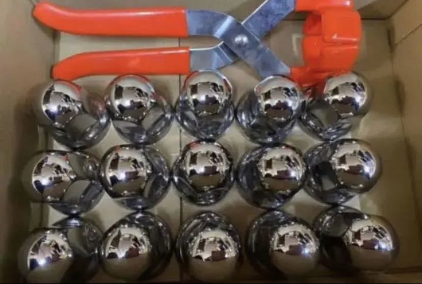 ナットキャップ☆ステンレス鏡磨き☆ISO規格33mm用64個☆プライヤー