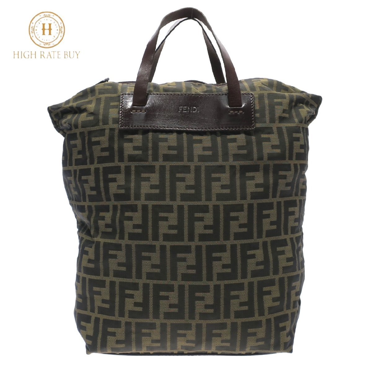 1円スタート FENDI フェンディ ズッカ柄 ハンドバッグ 15823 FFロゴ