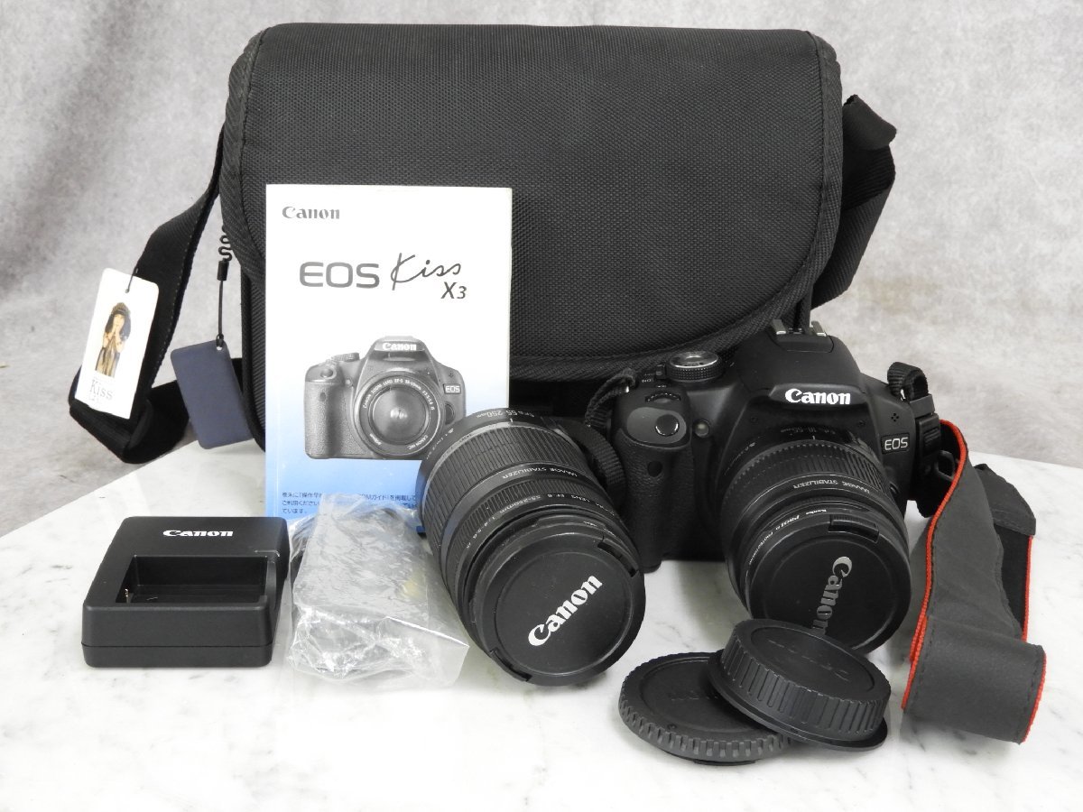 Kiss X3 EOS Canon | デジタル一眼レフカメラ 通販 ダブルズームキット ☆ 極上美品 キャノン 憧れのキヤノン一眼レフ スマホに転送OK KISSX3-BODY レンズキット ボディ
