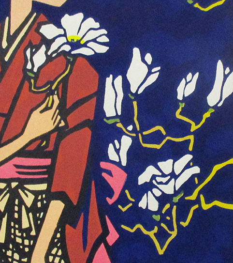 滝平二郎『こぶしの花』木版画 落款、印（共に版上） 鉛筆サイン 額装