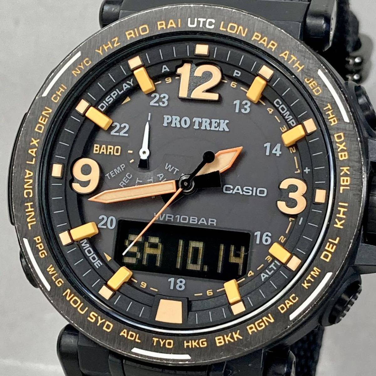 美品 PROTREK PRG-600YB-1JF サファリ タフソーラー アナデジ 方位 