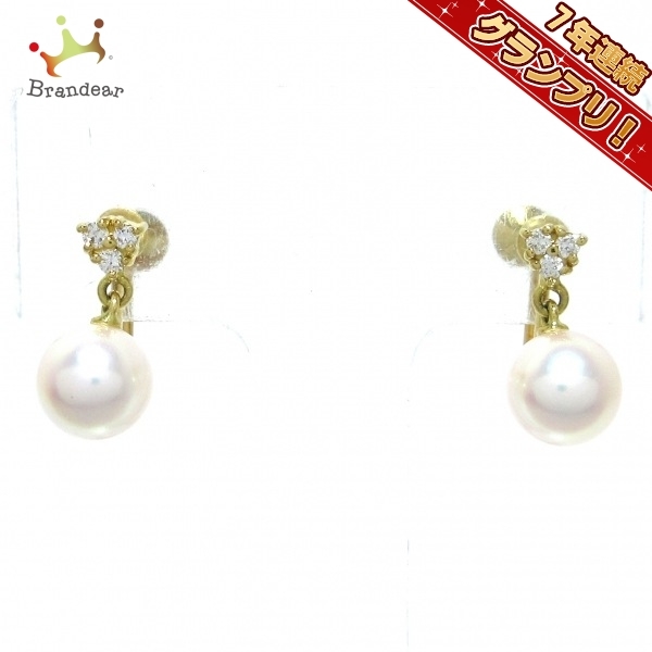ミキモト mikimoto イヤリング K18YG×ダイヤモンド×パール 白 総6P 