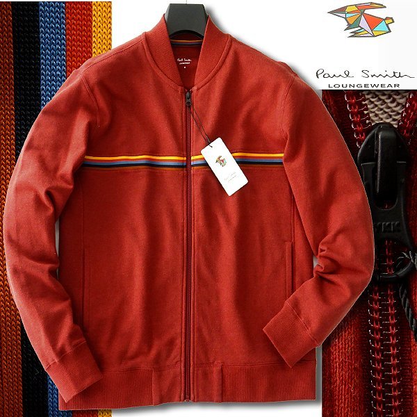 新品 ポールスミス アーティストストライプ スウェット MA-1 ブルゾン M 赤 【J45773】 Paul Smith メンズ ストレッチ ジャケット