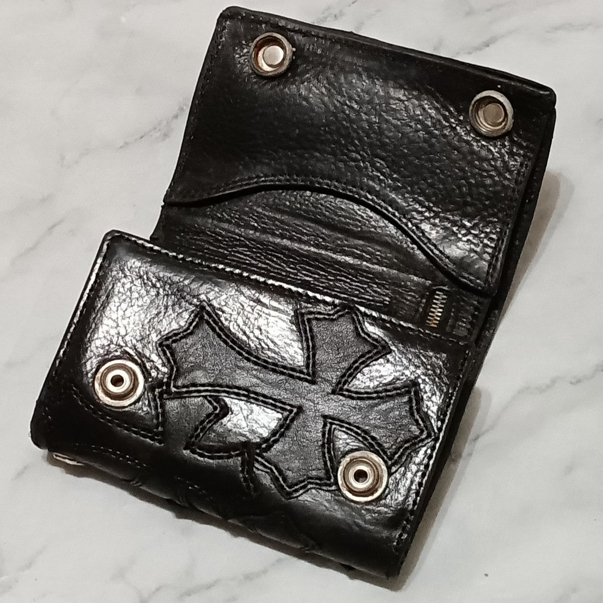 クロムハーツ 3フォールドウォレット フレアボタン CHROME ウォレット