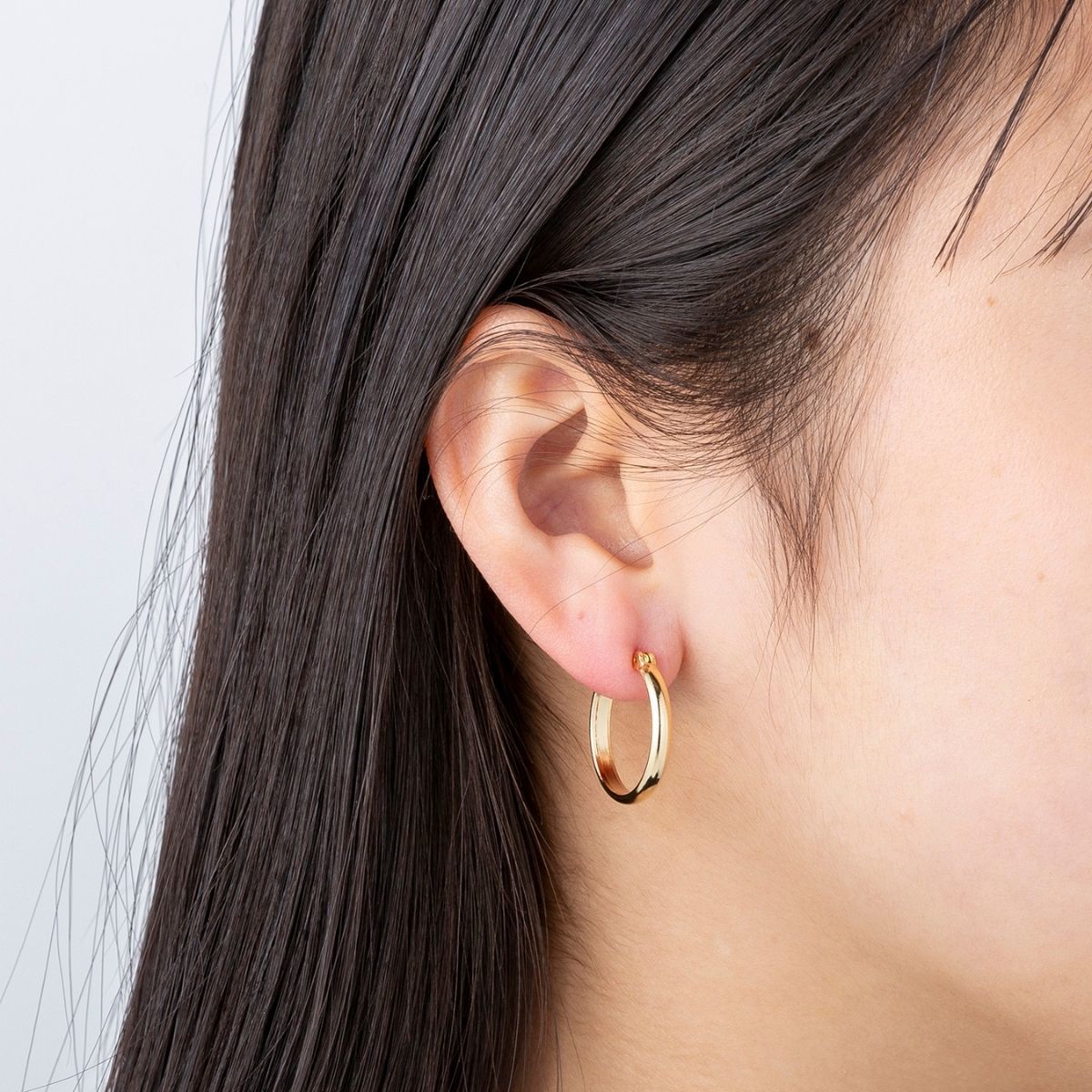 ポストのみ18金】 日本製 フープピアス 3mm×20mm メンズ レディース