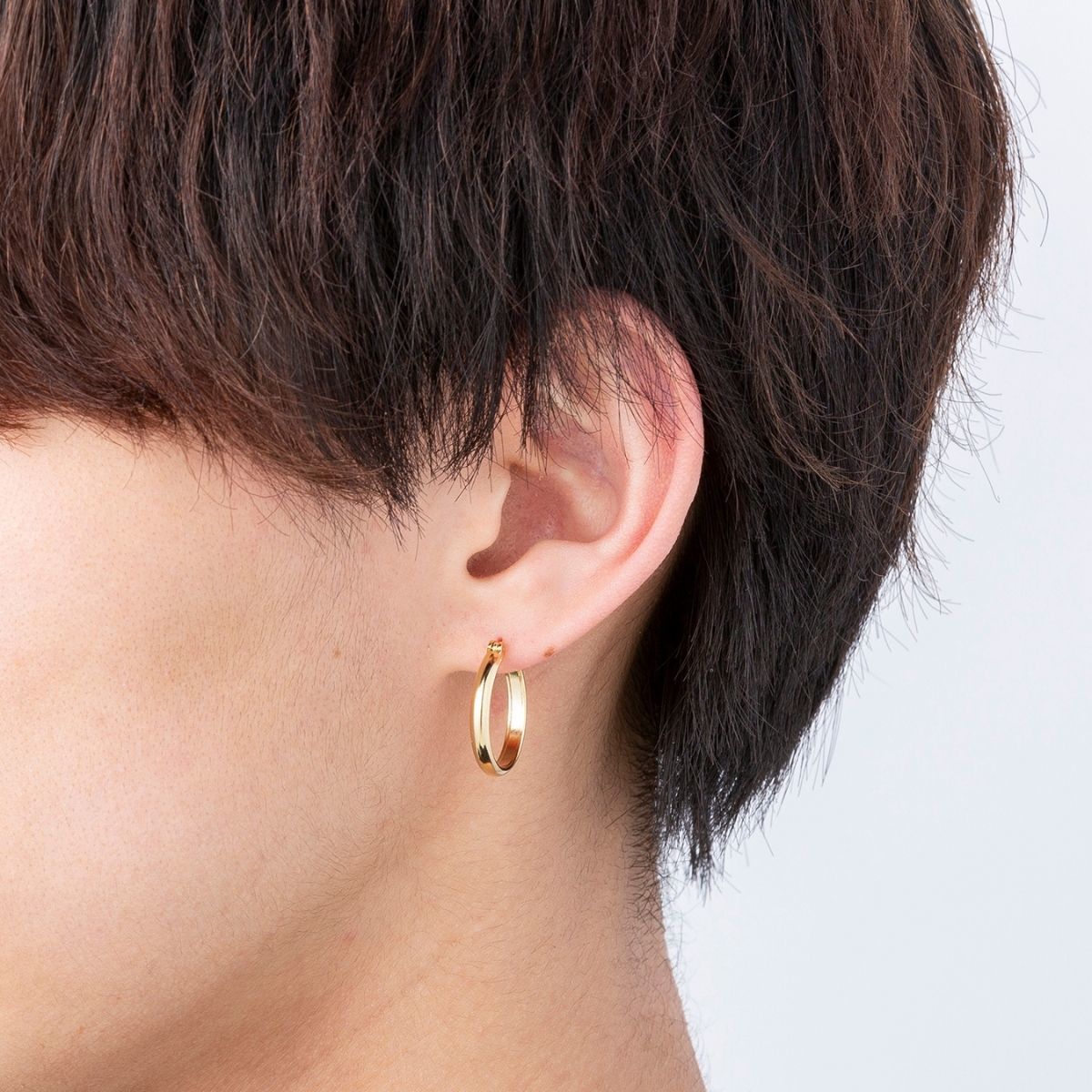 ポストのみ18金】 日本製 フープピアス 3mm×20mm メンズ レディース