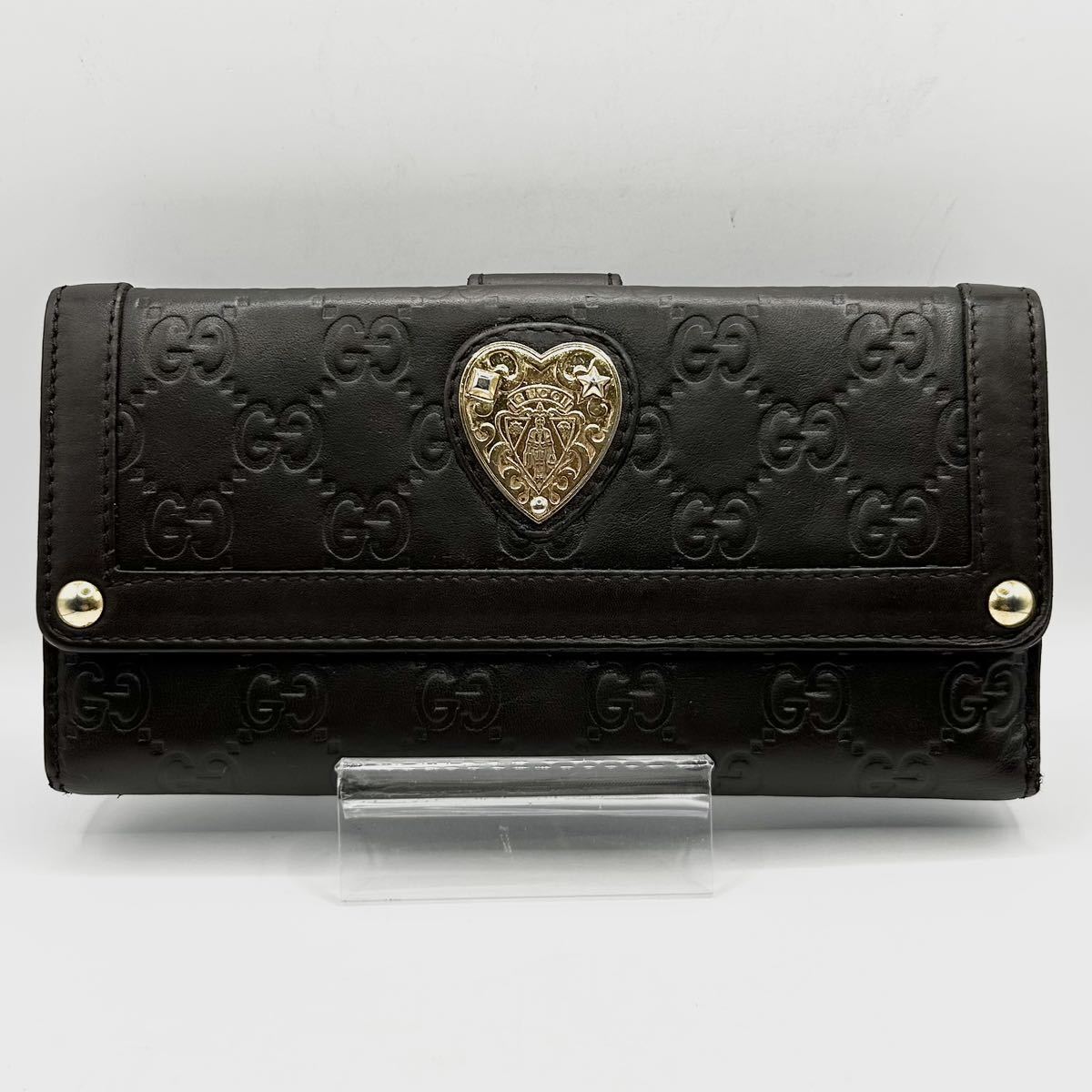 1円〜□希少品□GUCCI グッチ 長財布 ハートクレスト グッチシマ GG柄