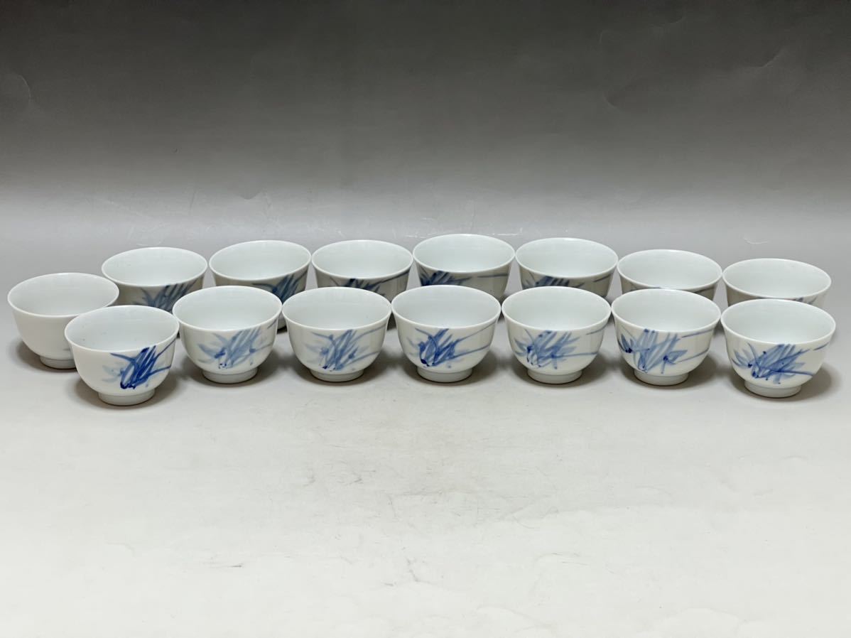 煎茶碗　染付　煎茶道具　京焼 煎茶道具 京焼 煎茶碗 染付 茶器 - Yahoo!オークション 小煎茶碗 (やや訳