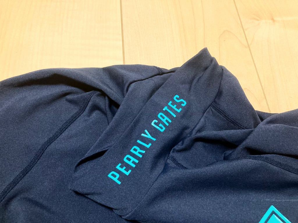□美品 パーリーゲイツ ストレッチ モックネック シャツ ネイビー 4 PA