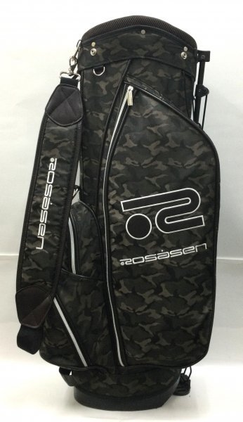2249/中古/Rosasen/ロサーセン/軽量/スタンドキャディバッグ/品番：046-12351/カモフラージュ柄/迷彩柄/カーキ/9型/2.3kg/フードカバー付き