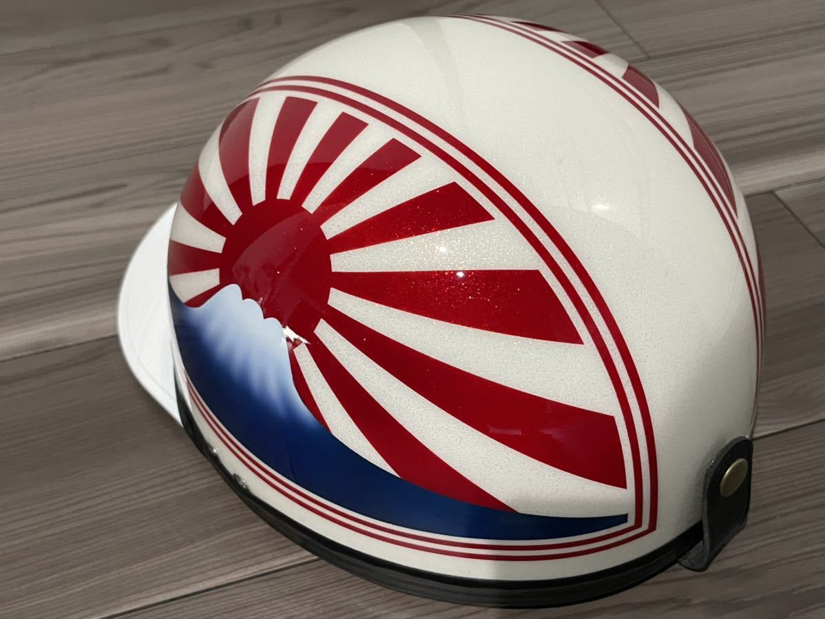 白ラメ 富士日章 コルク半 ヘルメット 旧車會 暴走族 軽スロ 三段