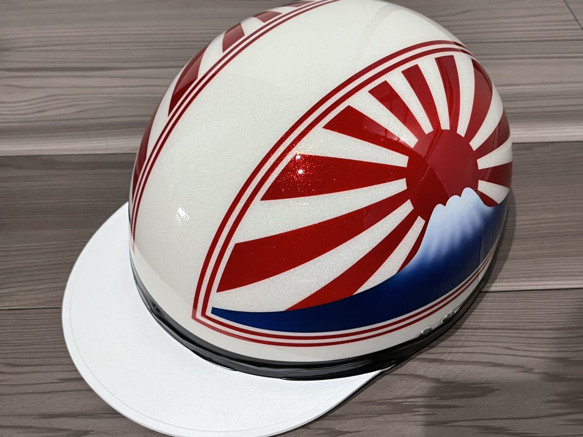 白ラメ 富士日章 コルク半 ヘルメット 旧車會 暴走族 軽スロ 三段