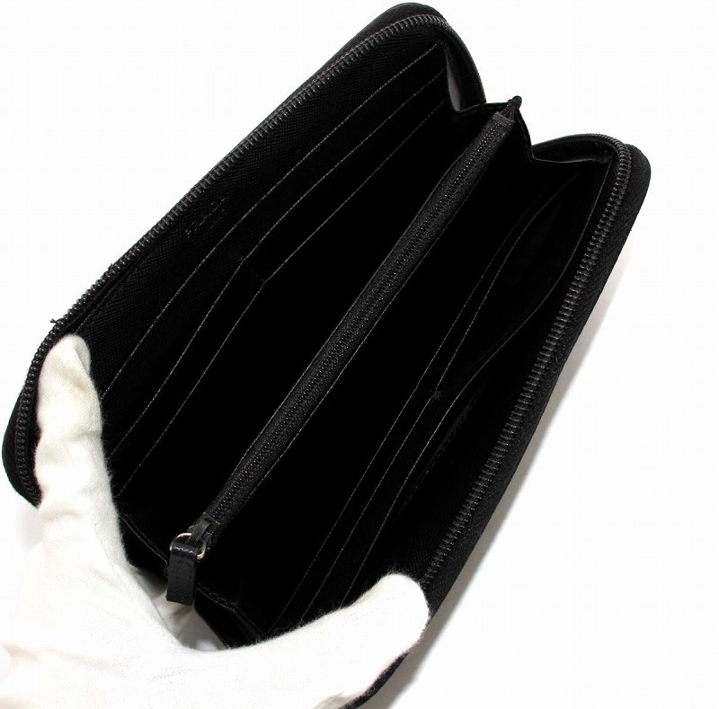 プラダ PRADA 三角プレート 長財布 ラウンドファスナー ナイロン 黒