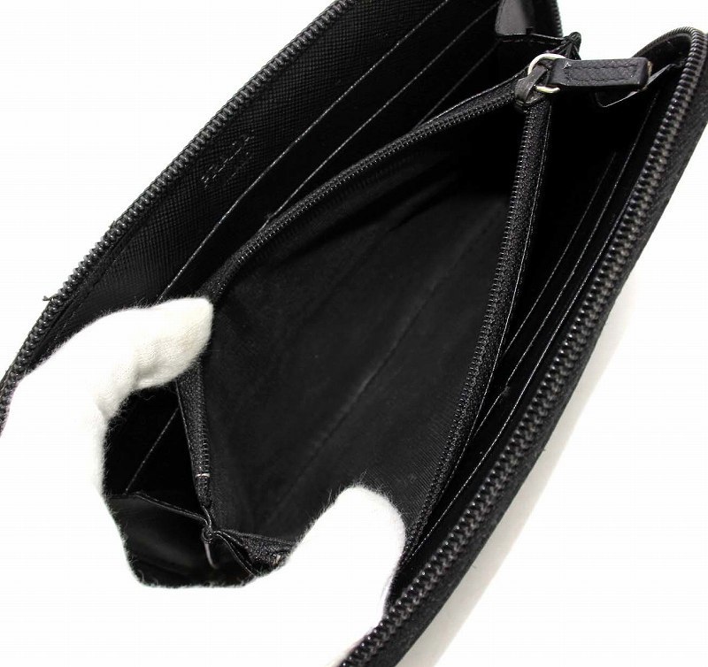 プラダ PRADA 三角プレート 長財布 ラウンドファスナー ナイロン 黒
