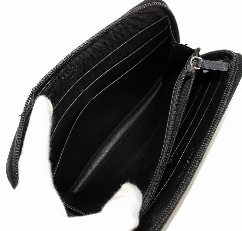 プラダ PRADA 三角プレート 長財布 ラウンドファスナー ナイロン 黒
