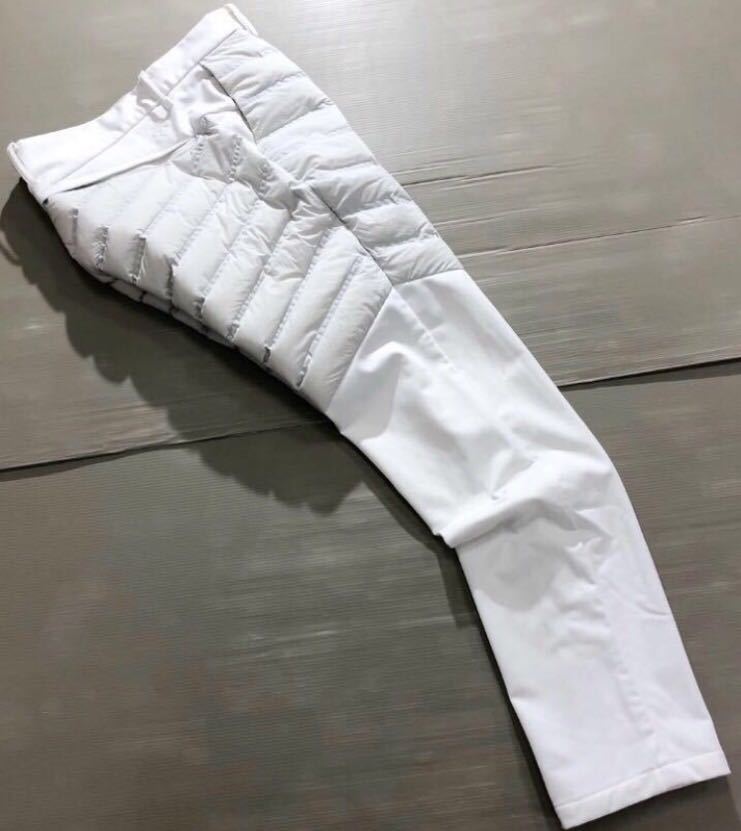 5528《DESCENTE GOLF デサントゴルフ》ラバーロゴワッペン 中綿ダウン ゴルフ ウインドパンツ ホワイト O