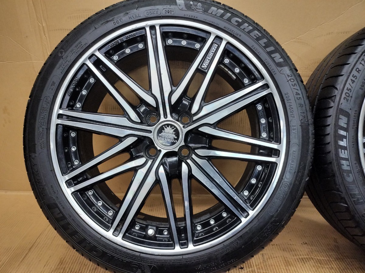 WORK Varianza A6S-LV 17×7J +48 4H PCD100 2021年製タイヤ 205/45R17