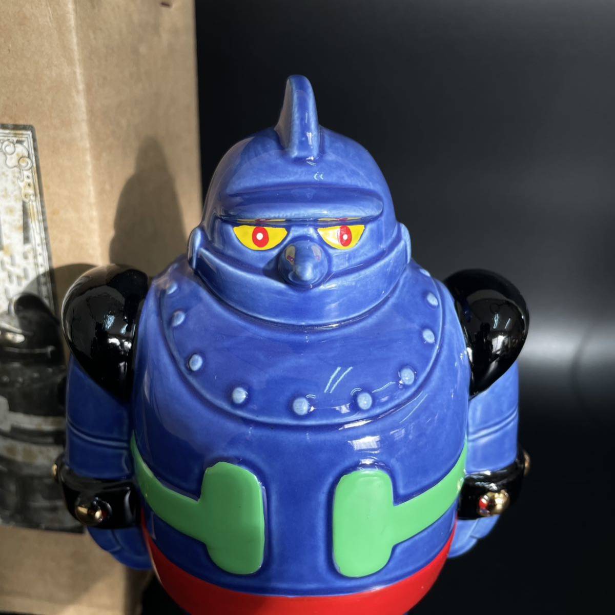 限定 マーミット 鉄人28号 陶製高級貯金箱 ブルー / 陶器 当時物