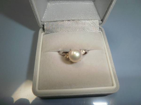 ★プラチナＰＴ８５０パールダイヤ０,１０ｃｔ付きリング指輪_1