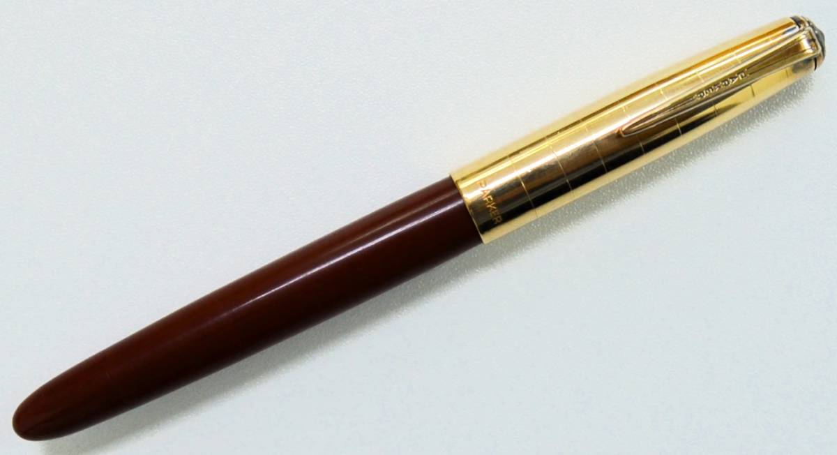4 PARKER パーカー ブラウン × ゴールド カラー 万年筆 ペン先 14k