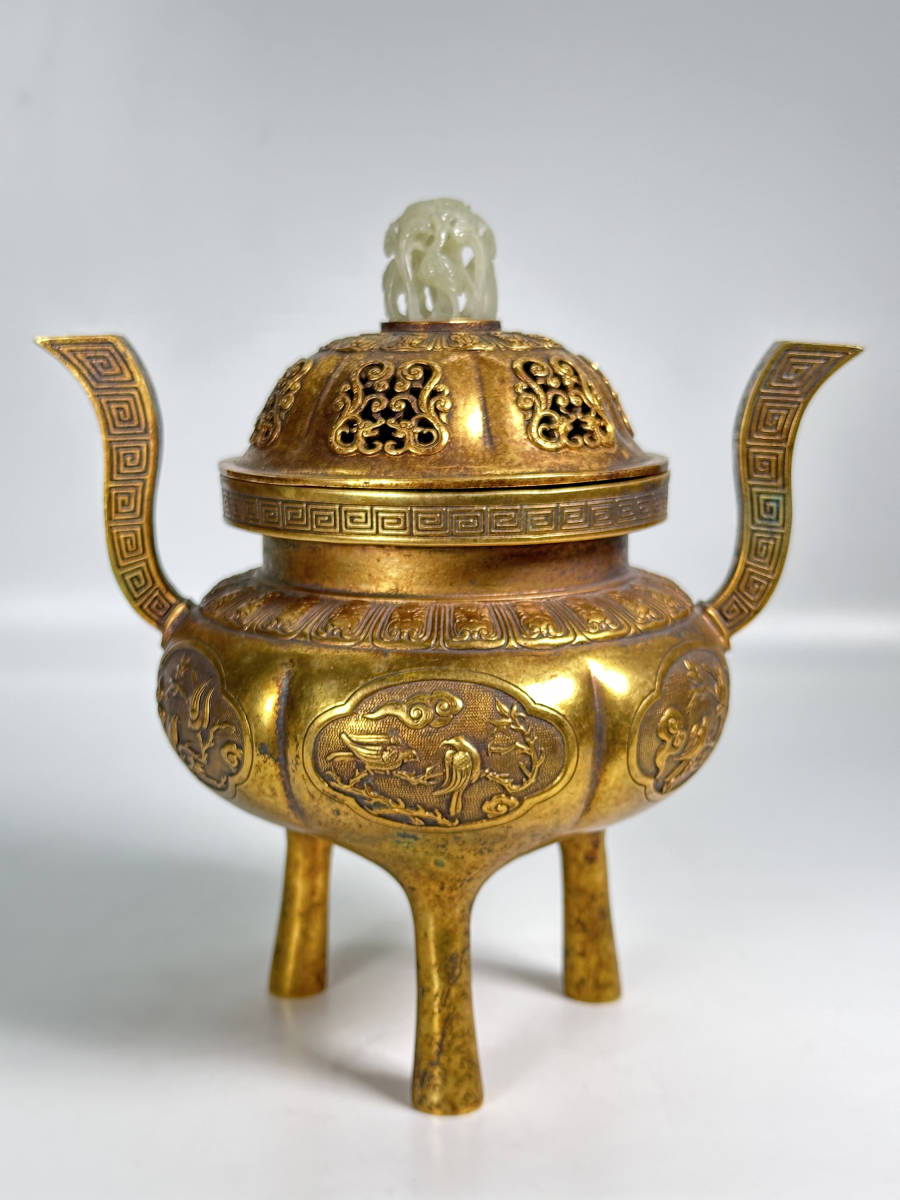 中国美術 清朝 銅製 寿星老人 銅香炉 香薫炉 文房置物 唐物 時代香炉