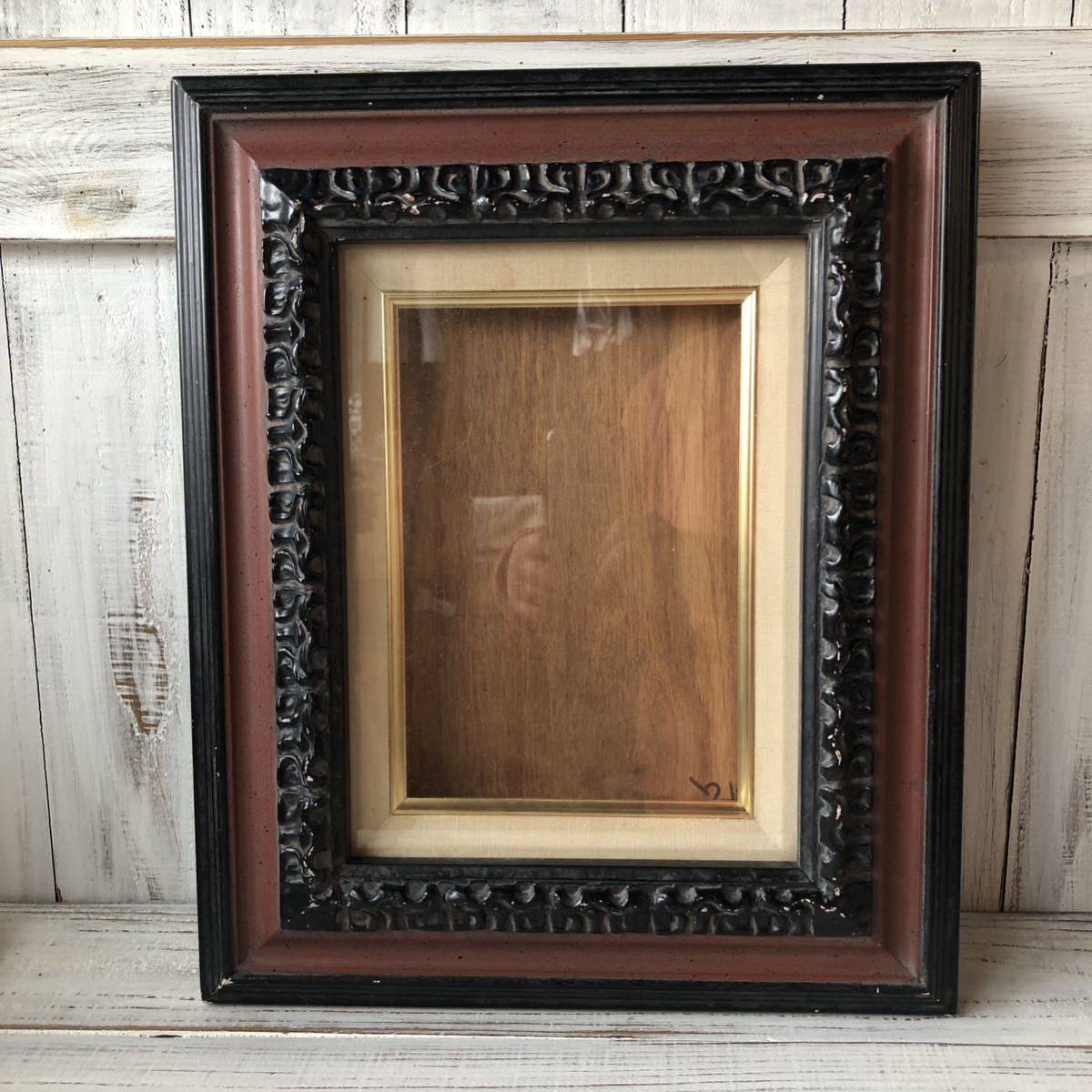 SMサイズ対応油彩額　ブラックブラウン　黒×赤茶　空額　額縁 アートフレーム アンティーク 油彩　油絵　キャンバス