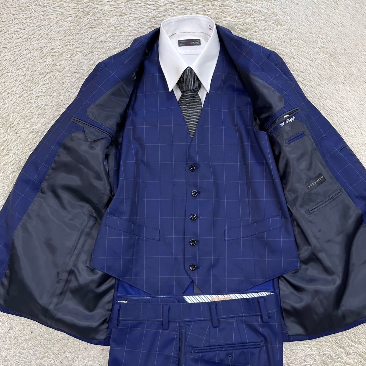 美品！ヒルトン【圧巻の3ピース】HILTON スーツ セットアップ