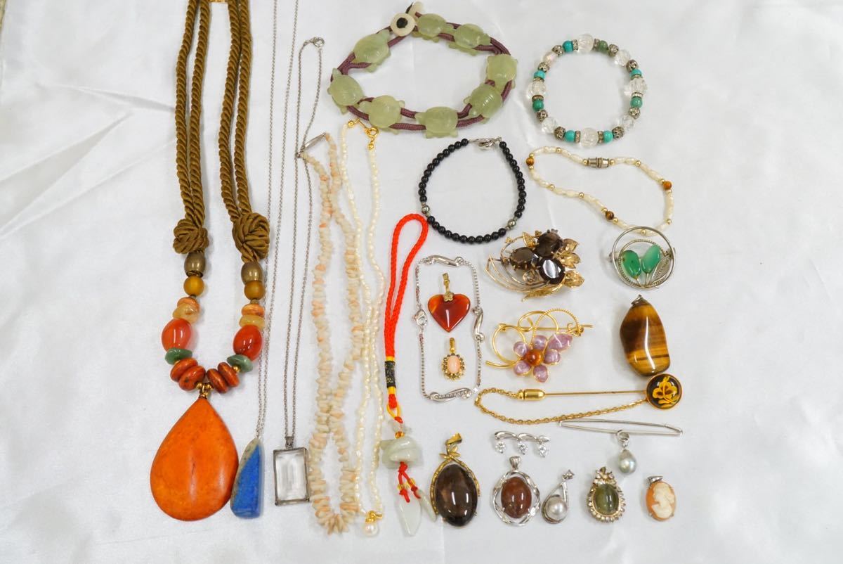 C143 ジャンク品 本真珠 天然石など ヴィンテージネックレス
