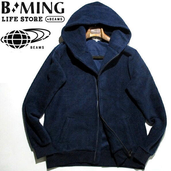 秋冬▽ 美品 ビームス B:MING フリースジャケット ジップアップ フード 