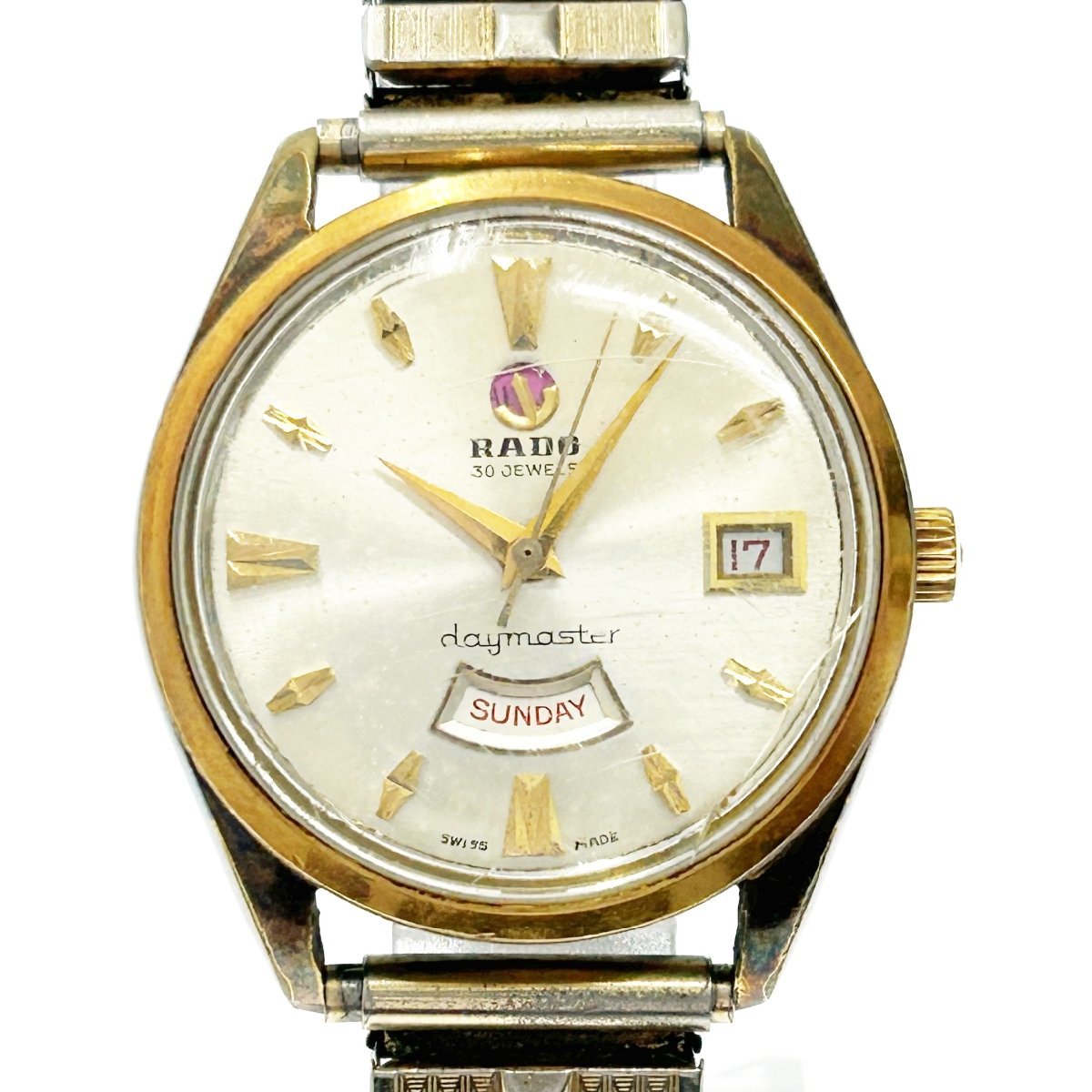 1円スタート】RADO ラドー 11753 デイマスター 30石 GP×SS 手巻き メンズ