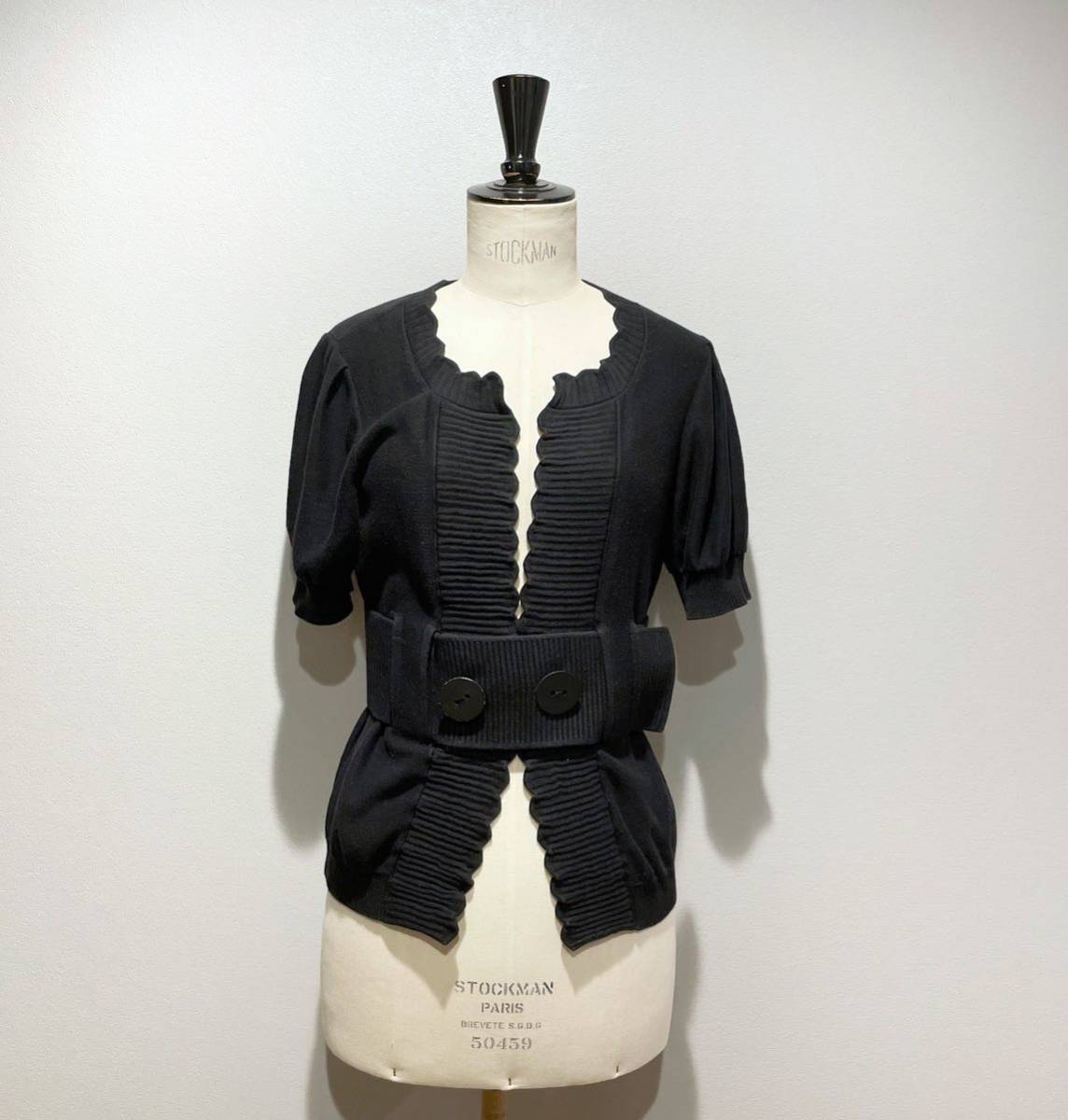 【送料無料】FENDI フェンディ ベルテッド カーディガン 黒 40 ニット トップス ボレロ