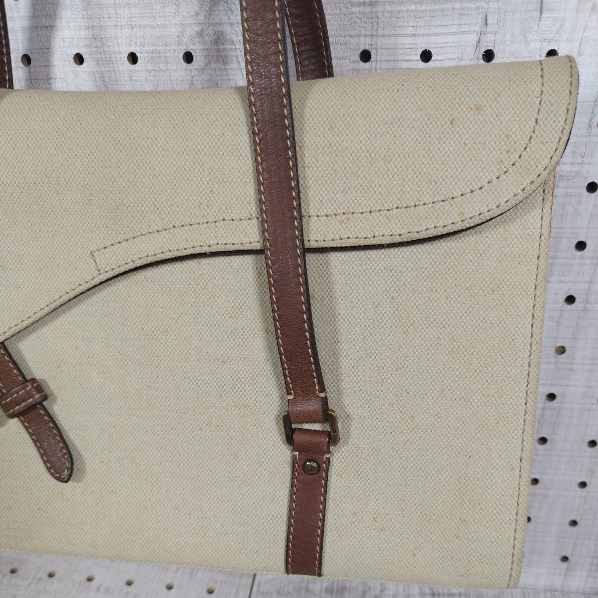 1円〜/Christian Dior/クリスチャンディオール/トロッター/サドルバッグ/ハンドバッグ/レザー/茶系/ブラウン色/レディース/中古