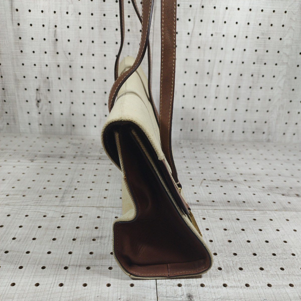 1円〜/Christian Dior/クリスチャンディオール/トロッター/サドルバッグ/ハンドバッグ/レザー/茶系/ブラウン色/レディース/中古