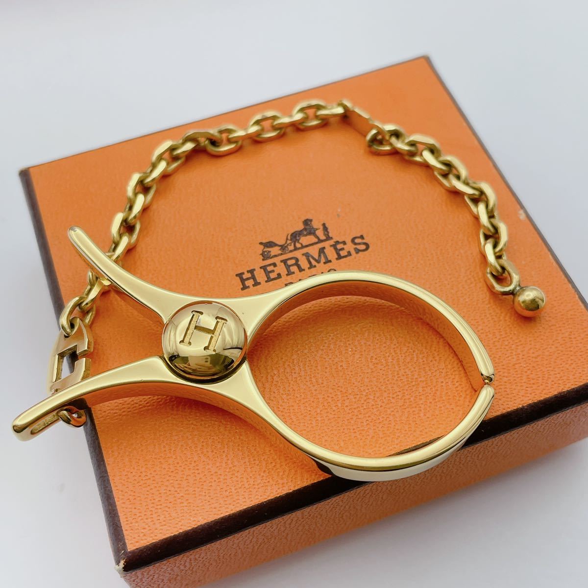 【美品】HERMES グローブホルダー　ゴールド　エルメス　フィルー