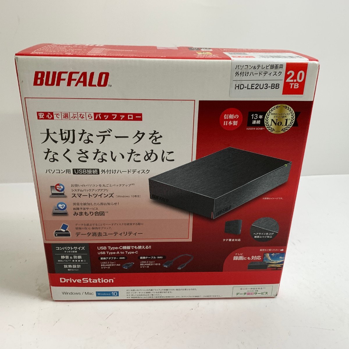  f001 E BUFFALO バッファロー HD-LE2U3-BB ハードディスクドライブ 外付けHDD 2TB パソコン&テレビ録画用(2TB～)｜売買されたオークション情報、yahooの商品情報をアーカイブ公開 - オークファン USB