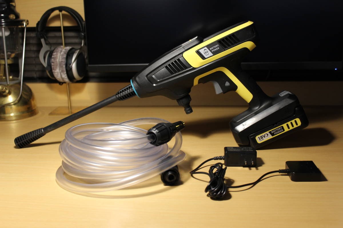 1度使用　KARCHER ケルヒャー KHB6 家庭用高圧洗浄機 バッテリーセット ホース付 美品