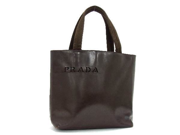 1円 1円 PRADA プラダ レザー パンチングロゴ トートバッグ
