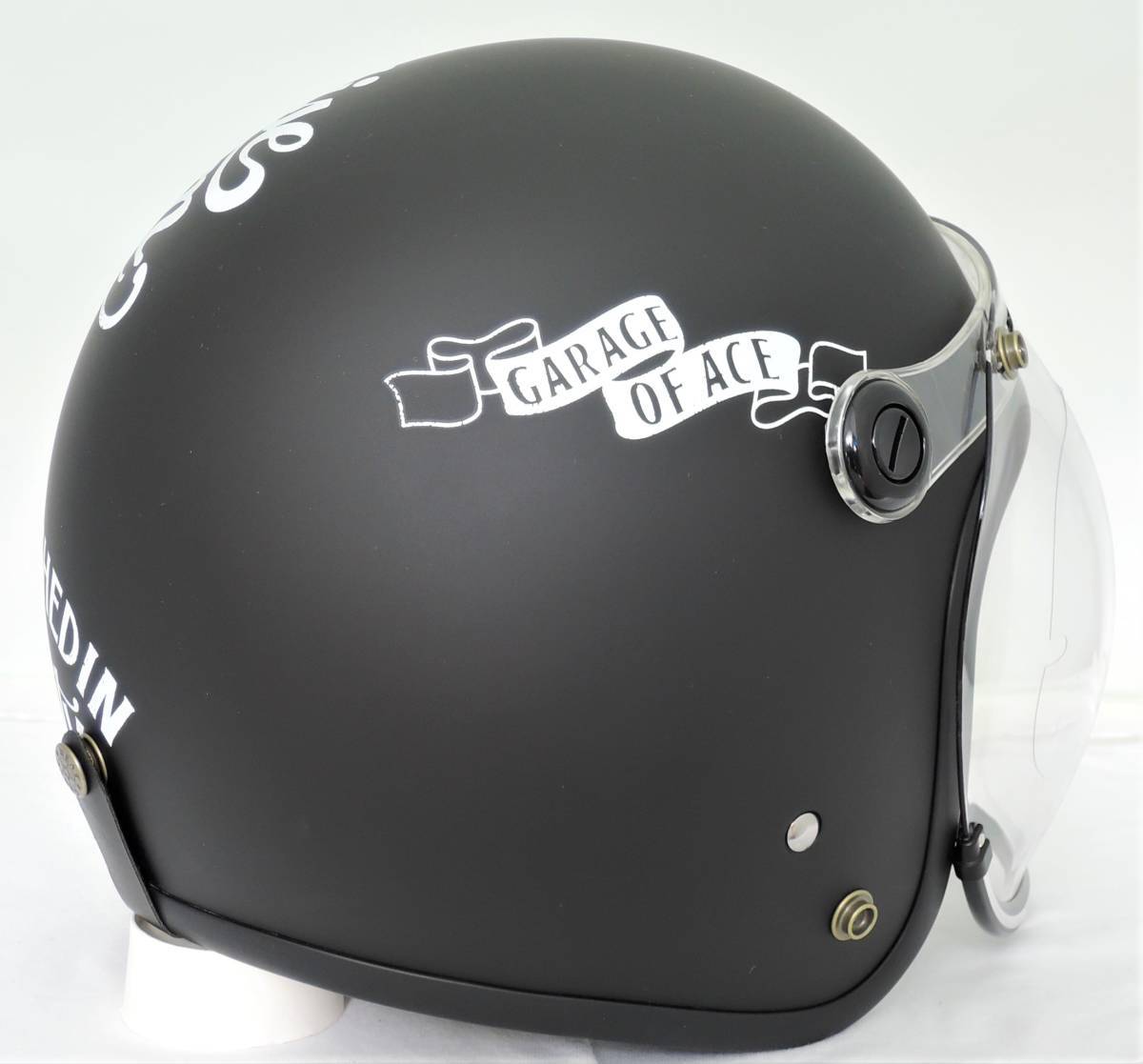 ジェットヘルメット GARAGE OF ACE マットアイボリー フリーサイズ 送料無料 バブルシールド付き ガレージオブエース ジェットヘルメット