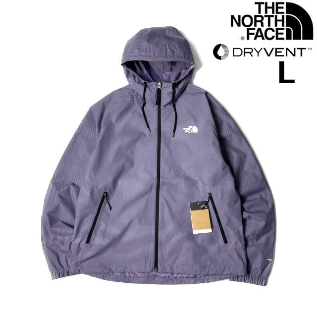1円～!売切!【正規新品】THE NORTH FACE◆NOVELTY TNF RAIN HOODIE マウンテンパーカー US限定 2023最新 防水(L)紫 ボーダー柄 180915-65